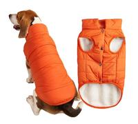 FANSU Dog Coats Waterproof, Winter Warm Dog Jacket Vest Pet Clothes for Cold Weather, Soft Cozy Dogs Jackets for Small Medium Large Dogs (S,Orange)
