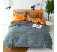 FANSU Double Duvet Cover Set 200 X 200 CM with Flat Sheet and 2 Pillowcase Reversible Double Bedding Set | 4 PCS | Microfiber | Mens Duvet Set | Orange and Grey | Zipper Closure