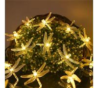 FANSU Dragonfly Shape LED Garden Lights, 8 Modes Indoor/Outdoor Solar String Lights, Solar Lights Outdoor Garden, for Patio Yard Home Christmas Parties Wedding Decorations (Warm White,7M/50LED)