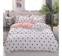 FANSU Duvet Cover Set 4 Piece, Super Soft 100% Microfiber Polyester Polka Dot Bedding Bedroom Sets Duvet Quilt Cover Pillowcases (150x200cm-1.5M,Pink dots)
