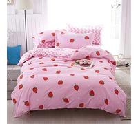 FANSU Duvet Cover Set Bedding Sets for Double King Single Size Bed 4 Piece Fruit Duvet Set 2 x Pillowcases 1 x Quilt Case 1 x Flat Sheet (Double-200x200cm,Strawberry)