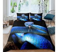 FANSU Duvet Cover with Pillow Case, Easy Care Duvet Cover Set for Double Single Super King Size, Polyester Bedding Set With Duvet Cover for Kids Boys Girls - 3D Snake Print (blue,135x200cm)