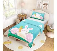 FANSU Easter Duvet Cover Set 2 Pieces Kids Boys Girls Single Bedding Spring Easter Egg Bunny Print Soft Microfiber Comforter Quilt Cover with Matching Pillowcase (Happy Easter,100x135cm)