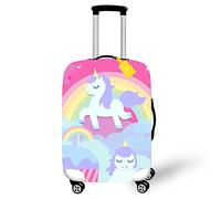 FANSU Elastic Suitcase Covers Protectors, Unicorn Pattern Travel Luggage Cover with Buckle Anti Scratch Travel Suitcase Protector Luggage Covers Protectors (L(26~28 Inch),Cartoon Unicorn)