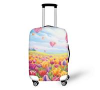 FANSU Elastic Travel Luggage Cover Suitcase, 3D Tulip Flowers Pattern Suitcase Covers Protectors Luggage Cover Protector Travel Luggage Cover Suitcase Protector (L 25~28in,Flower Field)