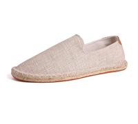 FANSU Espadrilles Men, Solid Color Comfortable and Portable Women's Espadrille Shoes, Slip-on Flat Espadrilles, Ladies Canvas Shoes No Laces Light Brown