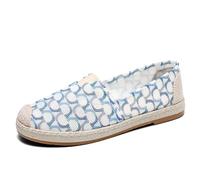 FANSU Espadrilles Women, Colorful Semicircle Printing Comfortable and Portable Canvas Shoes Women, Unisex Espadrilles, Casual Ladies Flat Shoes, Fashion Slip On Trainer (Blue,3.5)