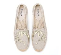 FANSU Espadrilles Women, Comfortable and Portable Women's Espadrille Shoes, Embroidery Slip-on Flat Espadrilles, Ladies Canvas Shoes No Laces