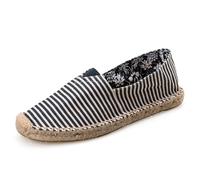 FANSU Espadrilles Women, Comfortable and Portable Women's Espadrille Shoes, Slip-on Flat Espadrilles, Ladies Canvas Shoes No Laces Sizes 3.5-10 Blue