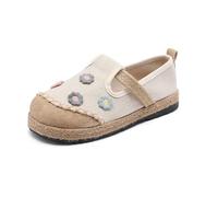FANSU Espadrilles Women, Daisy Embroidery Comfortable and Portable Canvas Shoes Women, Unisex Espadrilles, Casual Ladies Flat Shoes, Fashion Slip On Trainer (Beige,4)
