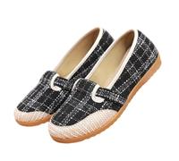 FANSU Espadrilles Women Flat, Canvas Shoes Women Size 3.5-7 Comfortable Breathable Portable Slip On Espadrilles Casual Fashion Classic Low-Top Ladies Walking Flat Shoes (Black Gingham,5)