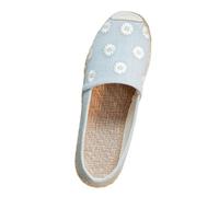 FANSU Espadrilles Women Flat, Embroidery Daisy Canvas Shoes Women Size 3.5-6 Comfortable Breathable Portable Slip On Espadrilles Fashion Classic Low-Top Ladies Walking Flat Shoes (Blue,4)