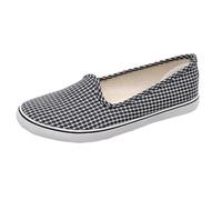 FANSU Espadrilles Women Flat, Gingham Plaid Style Canvas Shoes Women Size 3.5-7 Comfortable Breathable Portable Slip On Espadrilles Fashion Classic Low-Top Ladies Walking Flat Shoes (Black,4)