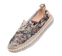 FANSU Espadrilles Women Men Flat, Canvas Shoes Women Size 5.5-8.5 Comfortable Breathable Portable Slip On Espadrilles Casual Fashion Classic Low-Top Ladies Walking Flat Shoes (Khaki Color,6)