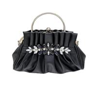 FANSU Evening Bag Clutch Bags for Women | Rhinestone-embellished, Pleated, PU Evening Elegant Clutch Bag Chain Crossbody for Prom Party Wedding Purse