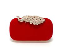 FANSU Evening Clutch Bag for Women in Velvet with Detachable Chain (Red)