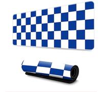 FANSU Fashion Checkerboard Mouse Mat, Large Mouse Mat with Sewn Edges, Mouse Pad with Non-Slip Base, Gaming Mouse Pad, Mousepad Suitable for Office and Home (Blue,700x300mm)