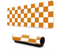 FANSU Fashion Checkerboard Mouse Mat, Large Mouse Mat with Sewn Edges, Mouse Pad with Non-Slip Base, Gaming Mouse Pad, Mousepad Suitable for Office and Home (Orange,800x300mm)