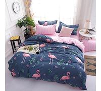 FANSU Flamingo Duvet Cover Set Bedding Sets for Double King Single Size Bed 4 Piece Duvet Set 2 x Pillowcases 1 x Quilt Case 1 x Flat Sheet (Double-200x200cm,Flamingo - Classic)