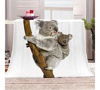 FANSU Fleece Blanket Throw Large, Kids Adults Microfiber Fluffy Soft Warm Lightweight 3D Printed Flannel Blankets Bedspread for Bed Sofa Settees Couch Chair Office (Koala,80x120cm)