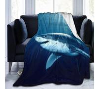 FANSU Fleece Throw Blanket, Kids Adults Microfiber Soft Warm Fluffy Lightweight 3D Printed Flannel Blankets Bed Sofa Blanket Bedspread for Bedroom Sleeping and Camping (Shark,150x100cm)