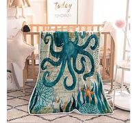 FANSU Fleece Throw Blanket, Kids Adults Microfiber Soft Warm Fluffy Lightweight 3D Printed Flannel Blankets Bed Sofa Blanket Bedspread for Bedroom Sleeping and Camping (octopus,150x130cm)