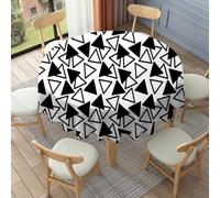 FANSU Floor Length Round Tablecloth for Circular Table 90-178cm, Table Cover Protector Waterproof Wipe Clean Washable for Dining Room, Balcony, Outdoor Garden (Black white,100cm)