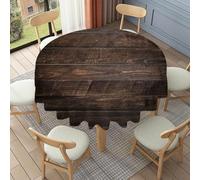 FANSU Floor Length Round Tablecloth for Circular Table 90-178cm, Table Cover Protector Waterproof Wipe Clean Washable for Dining Room, Balcony, Outdoor Garden (Brown wood grain 9,137cm)