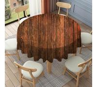 FANSU Floor Length Round Tablecloth for Circular Table 90-178cm, Table Cover Protector Waterproof Wipe Clean Washable for Dining Room, Balcony, Outdoor Garden (Brown wood grain 10,178cm)