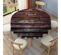 FANSU Floor Length Round Tablecloth for Circular Table 90-178cm, Table Cover Protector Waterproof Wipe Clean Washable for Dining Room, Balcony, Outdoor Garden (Brown wood grain 3,178cm)