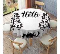 FANSU Floor Length Round Tablecloth for Circular Table 90-178cm, Table Cover Protector Waterproof Wipe Clean Washable for Dining Room, Balcony, Outdoor Garden (Black leaves,100cm)