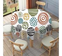 FANSU Floor Length Round Tablecloth for Circular Table 90-178cm, Table Cover Protector Waterproof Wipe Clean Washable for Dining Room, Balcony, Outdoor Garden (Round polka dots,100cm)
