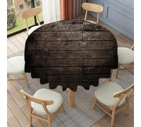 FANSU Floor Length Round Tablecloth for Circular Table 90-178cm, Table Cover Protector Waterproof Wipe Clean Washable for Dining Room, Balcony, Outdoor Garden (Brown wood grain 2,137cm)