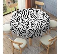 FANSU Floor Length Round Tablecloth for Circular Table 90-178cm, Table Cover Protector Waterproof Wipe Clean Washable for Dining Room, Balcony, Outdoor Garden (Black quicksand,127cm)
