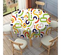 FANSU Floor Length Round Tablecloth for Circular Table 90-178cm, Table Cover Protector Waterproof Wipe Clean Washable for Dining Room, Balcony, Outdoor Garden (Cute doodles,178cm)
