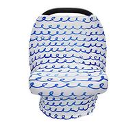 Fansu Floral Print Baby Car Seat Cover Canopy and Nursing Cover Breastfeeding Cover Up Multi Use Infant Stroller Canopy Privacy Cover Ultra-Soft and Breathable (Blue Wave)