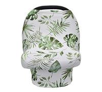 Fansu Floral Print Baby Car Seat Cover Canopy and Nursing Cover Breastfeeding Cover Up Multi Use Infant Stroller Canopy Privacy Cover Ultra-Soft and Breathable (Monstera)