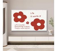 FANSU French flowers TV Dust Cover, TV Screen Cover, Elastic Universal Television All-Inclusive Protection, Soft Stretch Computer Dust for 32” to 85” Television/PC Display (Red 2,69-75 inches)