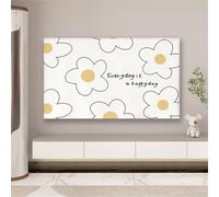 FANSU French flowers TV Dust Cover, TV Screen Cover, Elastic Universal Television All-Inclusive Protection, Soft Stretch Computer Dust for 32” to 85” Television/PC Display (White,76-85 inches)
