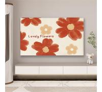 FANSU French flowers TV Dust Cover, TV Screen Cover, Elastic Universal Television All-Inclusive Protection, Soft Stretch Computer Dust for 32” to 85” Television/PC Display (Red 1,69-75 inches)