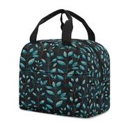 FANSU Green Plant Print Lunch Bag, Insulated Lunch Bag,Wide Open Portable Cooler Lunchbox, Waterproof Totes, Handbag Men Women for Outdoor,Beach,Camping, BBQ,Travel,Picnic (Plant,23x13x21cm)