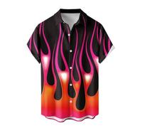 FANSU Hawaiian Shirts for Men S-4XL Short Sleeve 3D Flame Graffiti Summer Hawaiian Shirts Button Down Regular Fit Casual Funky Large for Beach Party Holiday Surf Sailboat (Red,XXL)