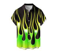 FANSU Hawaiian Shirts for Men S-4XL Short Sleeve 3D Flame Graffiti Summer Hawaiian Shirts Button Down Regular Fit Casual Funky Large for Beach Party Holiday Surf Sailboat (Green,4XL)