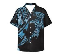 FANSU Hawaiian Shirts for Men S-4XL Short Sleeve 3D Totem Flower Retro Summer Hawaiian Shirts Button Down Regular Fit Casual Funky Large for Beach Party Holiday Surf Sailboat (Blue,XXL)