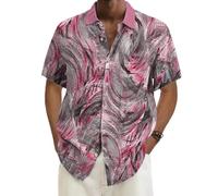 FANSU Hawaiian Shirts for Men Short Sleeve, Summer Floral Hawaiian Shirts Button Down Regular Fit Casual Funky Large S-6XL for Beach Party, Holiday, Surf, Sailboat (TS02-Pink Graffiti,6XL)