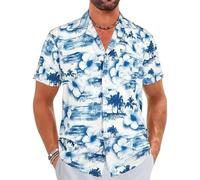 FANSU Hawaiian Shirts for Men Short Sleeve, Summer Floral Hawaiian Shirts Button Down Regular Fit Casual Funky Large S-5XL for Beach Party, Holiday, Surf, Sailboat (T05-Jubilee Flower,XXL)