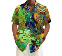 FANSU Hawaiian Shirts for Men Short Sleeve, Summer Floral Hawaiian Shirts Button Down Regular Fit Casual Funky Large S-6XL for Beach Party, Holiday, Surf, Sailboat (TS01-Graffiti,M)