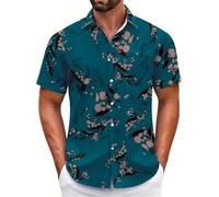 FANSU Hawaiian Shirts for Men Short Sleeve, Summer Floral Hawaiian Shirts Button Down Regular Fit Casual Funky Large S-4XL for Beach Party, Holiday, Surf, Sailboat (Elegant Retro,XXL)