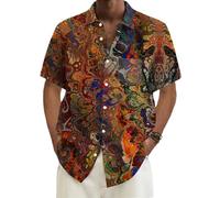 FANSU Hawaiian Shirts for Men Short Sleeve, Summer Floral Hawaiian Shirts Button Down Regular Fit Casual Funky Large S-6XL for Beach Party, Holiday, Surf, Sailboat (TS02-Quicksand,6XL)