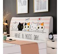 FANSU Headboard Slipcover for Single Double King Size Bed, Dustproof Headboard Wrap, Stretch All-Inclusive Bed Head Protector Cover Modern Bedroom Decoration (Cute cat,120cm)